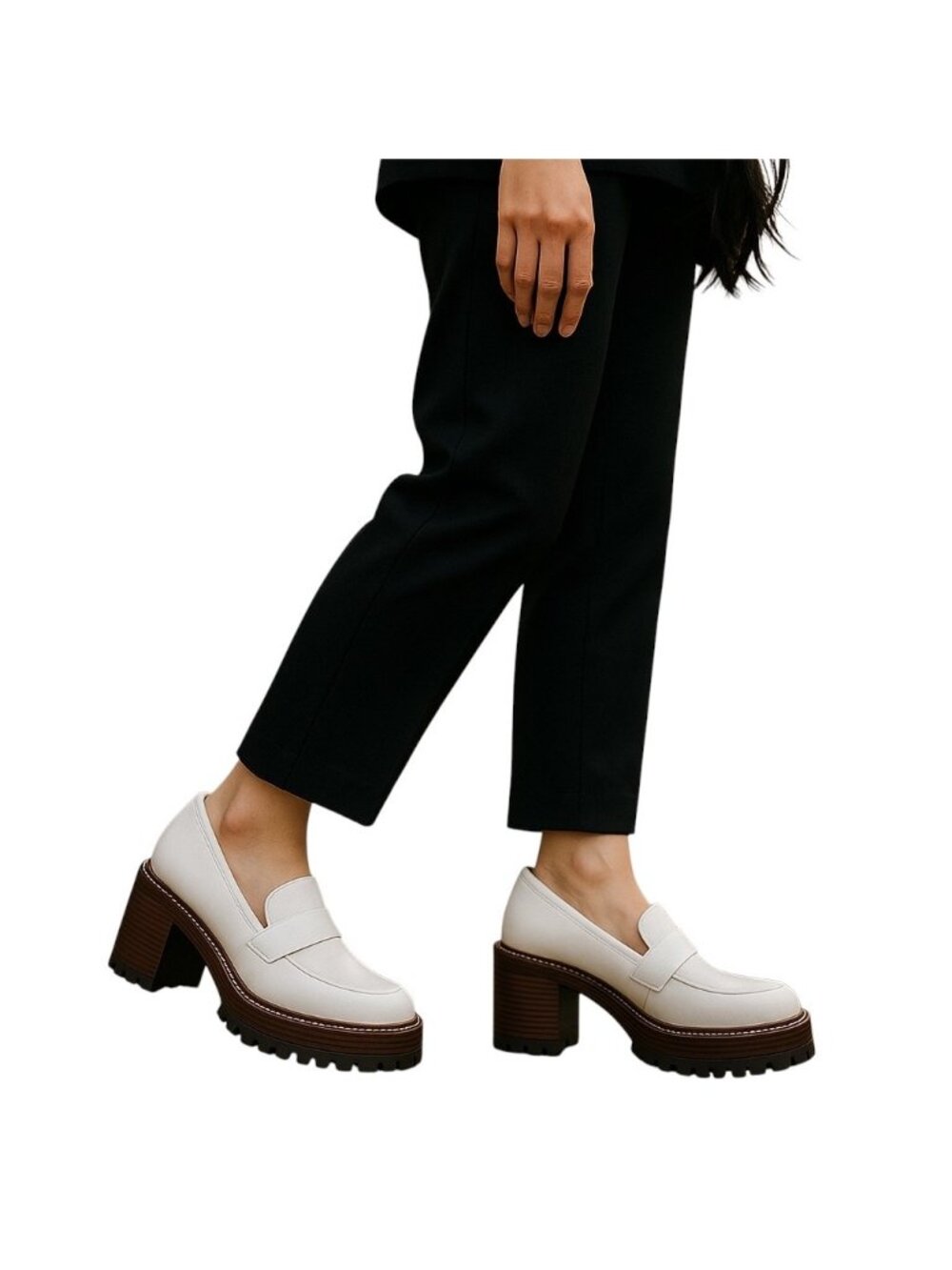 MIA Dalilah Chunky Academia Loafers White Size 9 Preppy Retro Y2K Neutral Casual